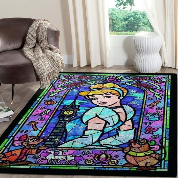 Cinderella And Mischievous Mice Disney Living Room Area Rug