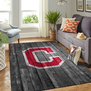 Cleveland Indians Mlb Team Logo Grey Wooden Style Style Nice Gift Home Decor Rectangle Area Rug