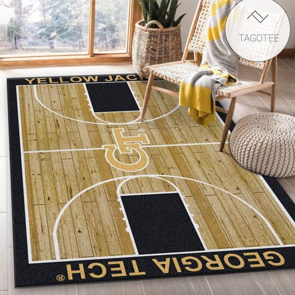 College Home Court Georgia Tech Basketball Team Logo Area Rug Bedroom Rug Christmas Gift Us Decor