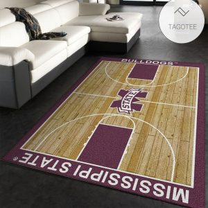 College Home Court Mississippi State Basketball Team Logo Area Rug Kitchen Rug Us Gift Decor