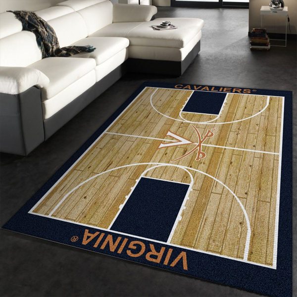 College Home Court Virginia Basketball Team Logo Area Rug