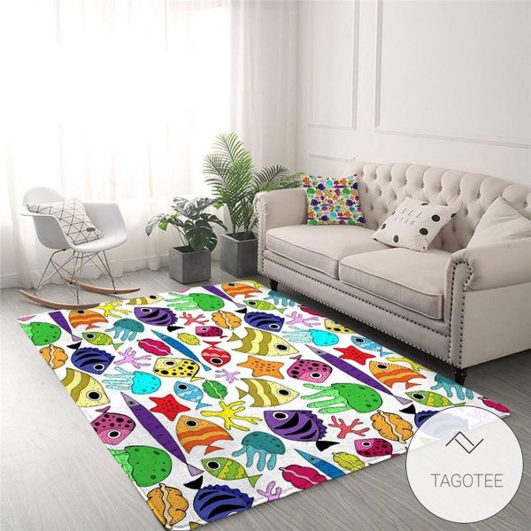 Colorful Cartoon Fish Rug Living Room Carpet