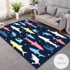 Colorful Ocean Cartoon Shark Rug Living Room Carpet