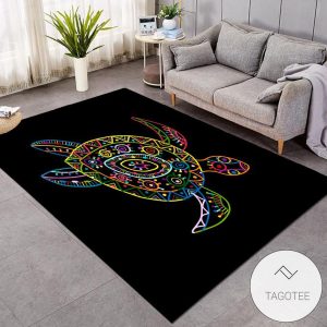 Colorful Sea Creatures Tortoise Rug Living Room Carpet