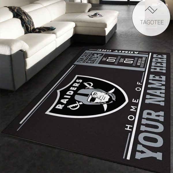 Customizable Las Vegas Raiders Wincraft Personalized Nfl Area Rug Living Room And Bedroom Rug Us Gift Decor