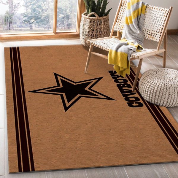 Dallas Cowboys Brown Logo Nfl Area Rug Carpet