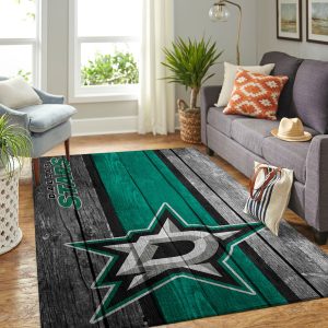 Dallas Stars Nhl Team Logo Wooden Style Nice Gift Home Decor Rectangle Area Rug