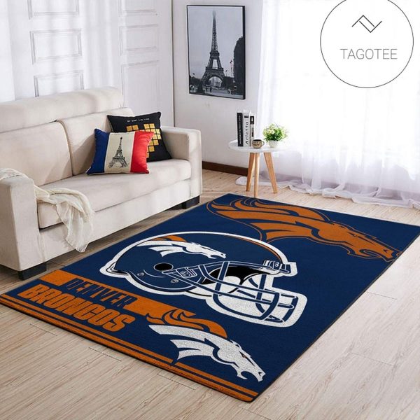 Denver Broncos Nfl Team Logo Helmet Nice Gift Home Decor Rectangle Area Rug