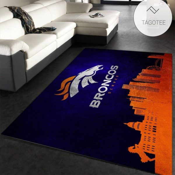 Denver Broncos Skyline Nfl Area Rug Carpet Living Room And Bedroom Rug Home Decor Floor Decor