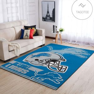 Detroit Lions Nfl Team Logo Helmet Rectangle Area Rug