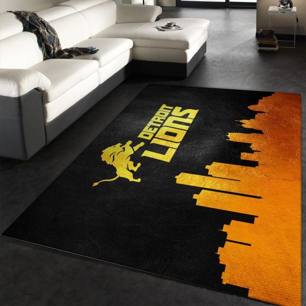 Detroit Lions Skyline Nfl Area Rug