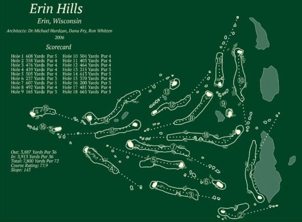 Erin Hills Golf Wisconsin Map Rug