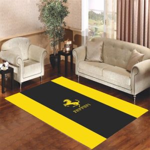 Ferrari Yellow Logo Living Room Carpet Rugs