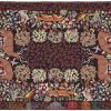 Floral Pattern Border Brown Rug Carpet