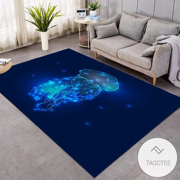 Glowing Transparent Jellyfish In The Deep Sea Rug Living Room Carpet