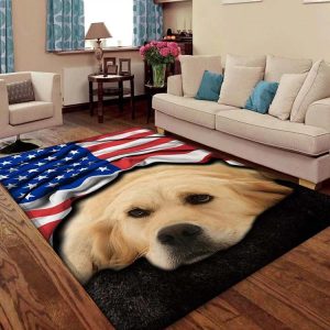 Golden Retriever American Flag Rug