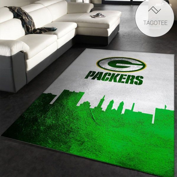 Green Bay Packers Skyline Nfl Team Logos Area Rug Living Room And Bedroom Rug Floor Decor Home Decor