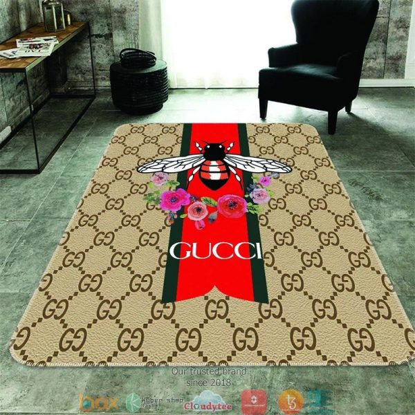 Gucci Bee Flower Red Brown Carpet Rug