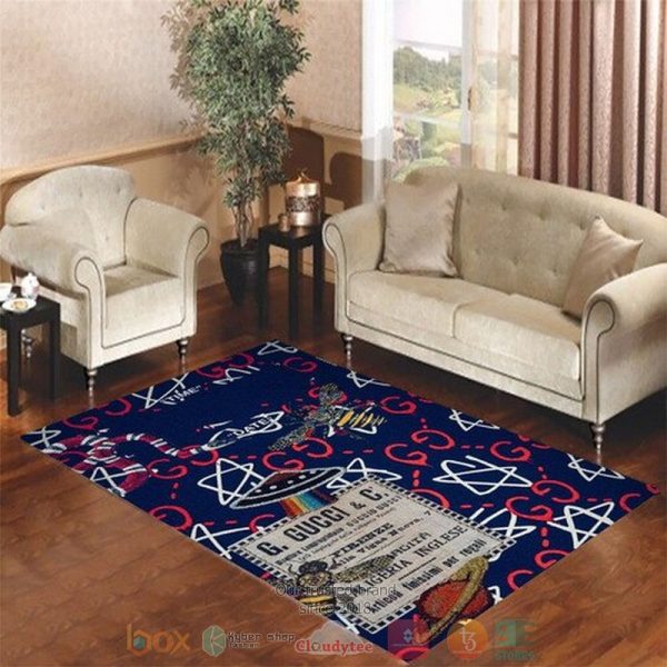 Gucci Bee Gc Luxury Brand Blue Rug