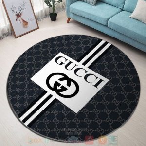 Gucci Brand Black Pattern Round Rug