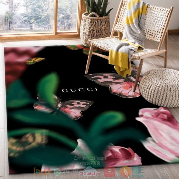 Gucci Butterflies Black Rug