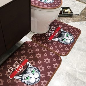 Gucci Cat Monogram Bathroom Rug Sets