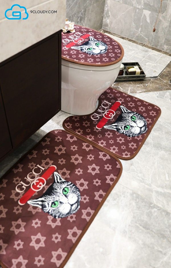 Gucci Cat Monogram Bathroom Rug Sets