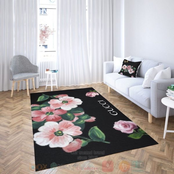 Gucci Flower Black Inspired Rug