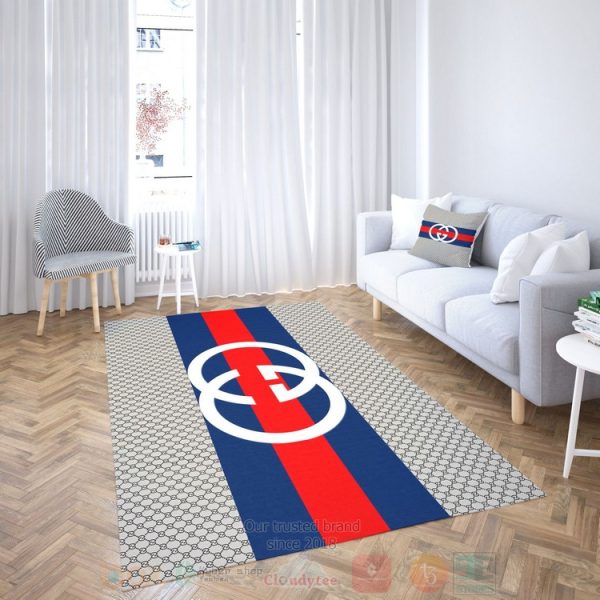 Gucci Grey-Red-Navy Inspired Rug