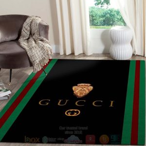 Gucci Logo Black Stripes Inspired Rug