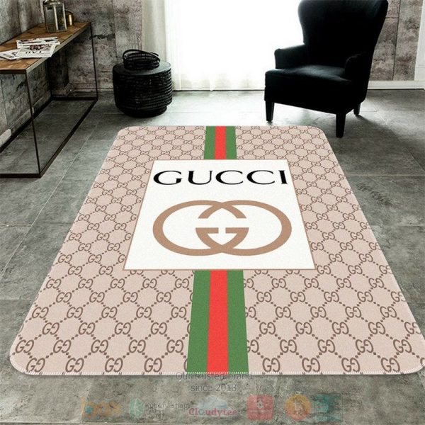 Gucci Luxury Brand Khaki Pattern Rectangle Rug