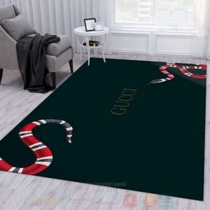 Gucci Red Snake Dark Green Inspired Rug