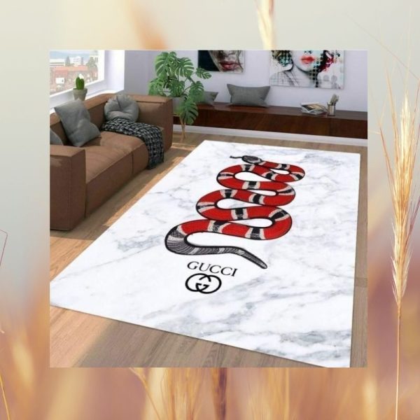 Gucci Red Snake White Rug