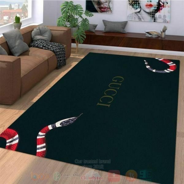 Gucci Snake Dark Green Inspired Rug