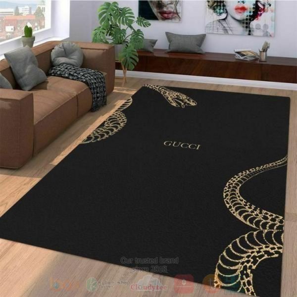 Gucci Snake Full Black Inspired Rug