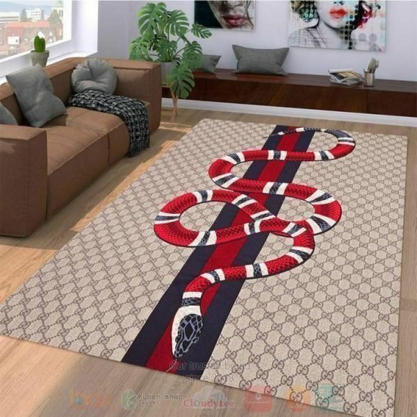 Gucci Snake Stripes Navy-Red-Brown Inspired Rug