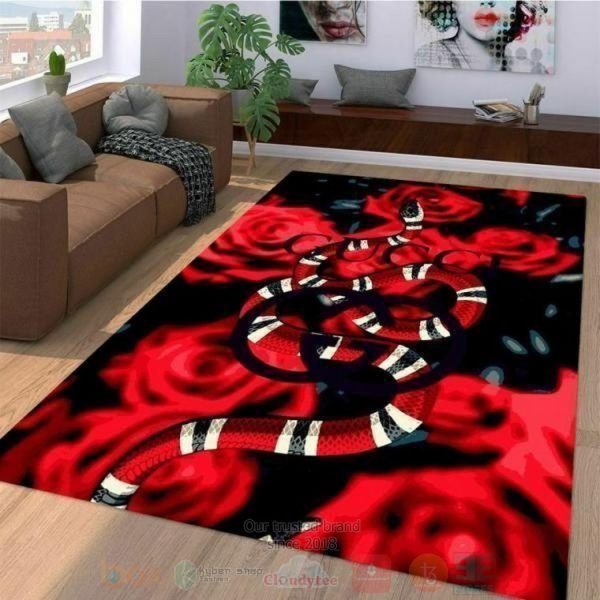 Gucci Snake Stripes Rose Inspired Rug