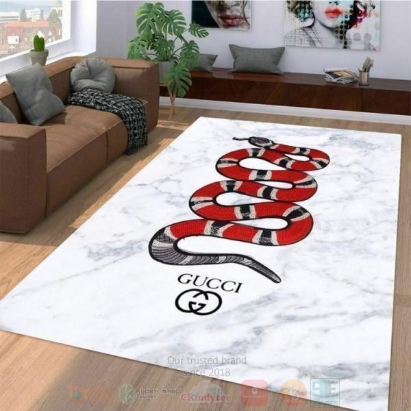 Gucci Snake Stripes White Inspired Rug