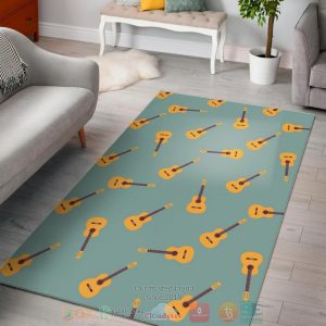 Guitar Pattern Green Pastel Rug