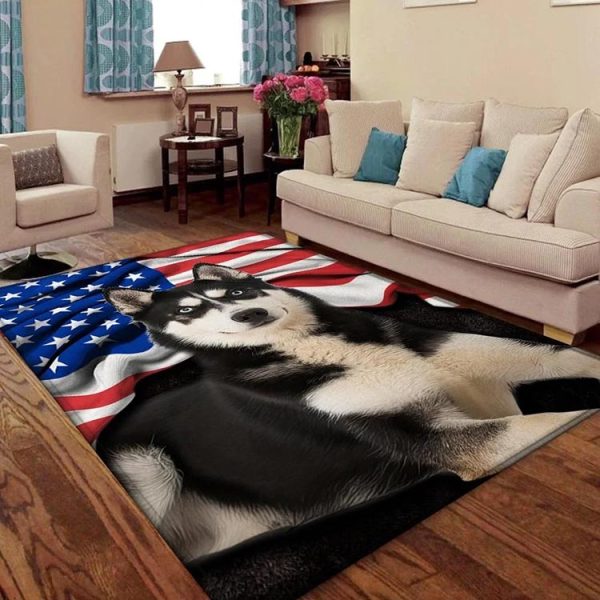 Husky American Flag Rug