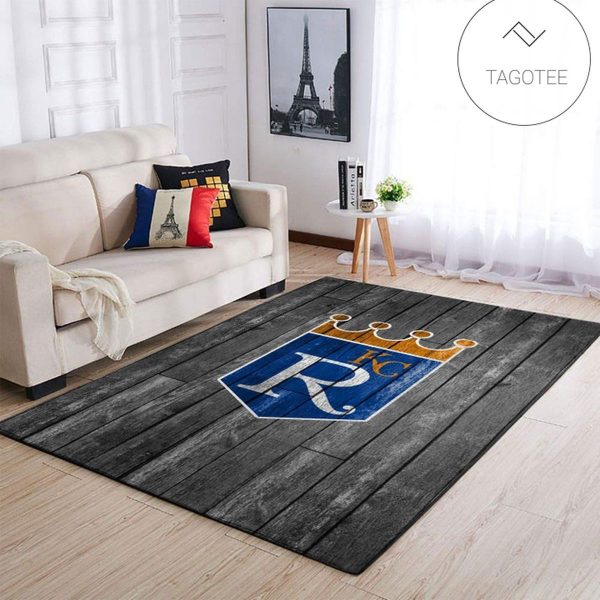 Kansas City Royals Mlb Team Logo Grey Wooden Style Style Nice Gift Home Decor Rectangle Area Rug