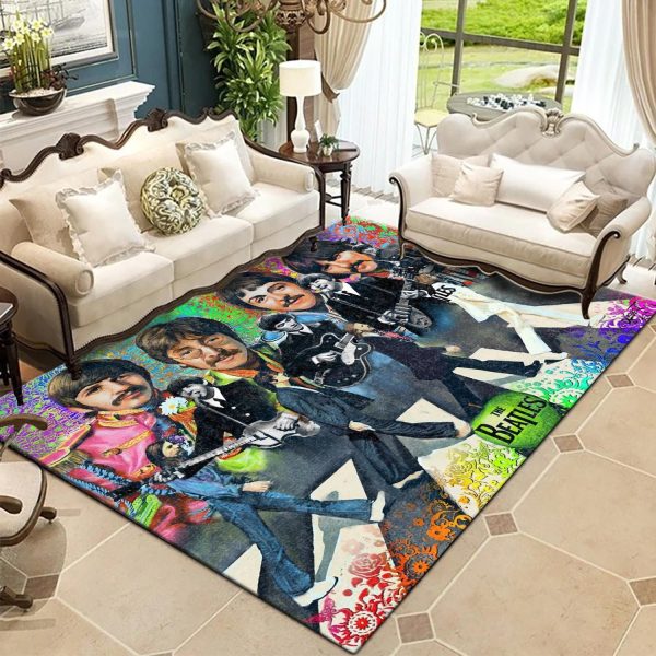 Legend The Beatle Crossing Abbey Road Colorful Drawing Living Room Area Rug Carpet