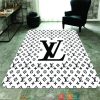 Louis Vuitton Black Logo White Carpet Rug