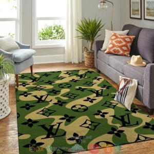 Louis Vuitton Black Lv Green Camo Rug Carpet