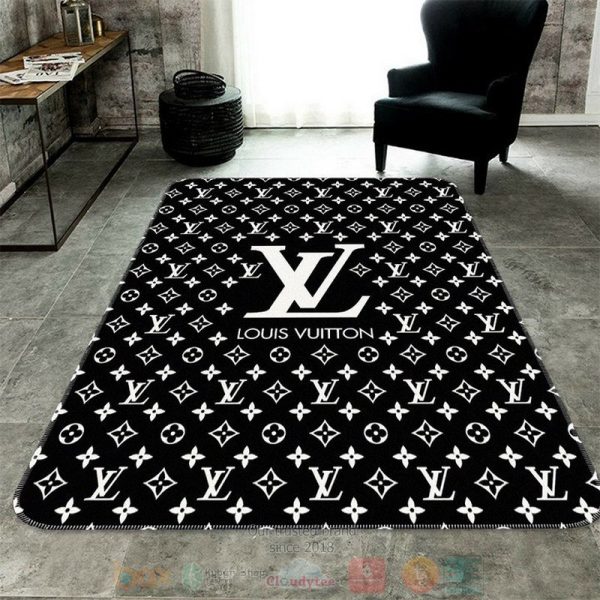 Louis Vuitton Black Pattern Rectangle Rug