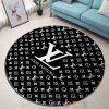 Louis Vuitton Black Pattern Round Rug