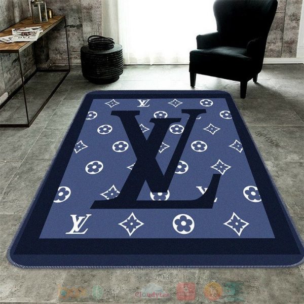 Louis Vuitton Blue Pattern Rectangle Rug