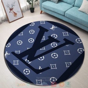 Louis Vuitton Blue Pattern Round Rug