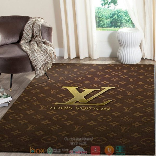 Louis Vuitton Gold 3D Illusion Lv Brown Rug Carpet