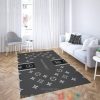 Louis Vuitton Lv Black Grey Rug Carpet